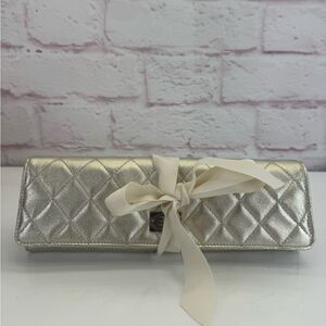 Chanel New Ruthenium Quilted Clutch Jewelry Bag
